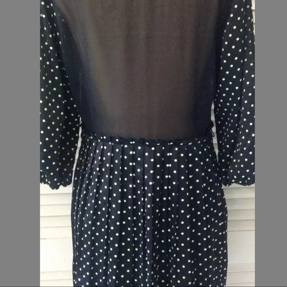 Princess Vera Wang Womens Dress size 9 Black Green Polka Dot Sheer Back Casual - Picture 7 of 8